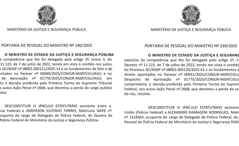 Condenados, Alexandre Ramagem e Anderson Torres são demitidos da PF