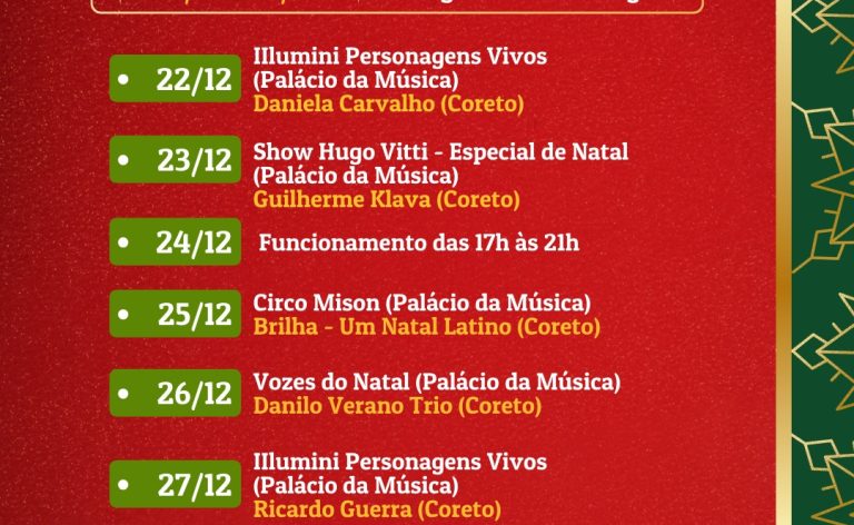 Confira programação artística do Natal do Bem para os próximos dias – Portal Goiás